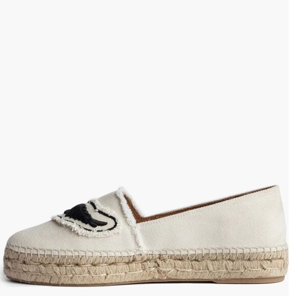 Zadig & Voltaire Canvas Espadrille Slip on‎ Flat, Cream/Black, Size 11, NWOT - Picture 15 of 16